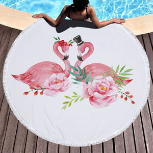 Summer Large Round Beach Towel DOG CAT and MY Side for Adults.