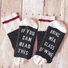Load image into Gallery viewer, Socks If You can read this Bring Me a Glass of Wine Socks