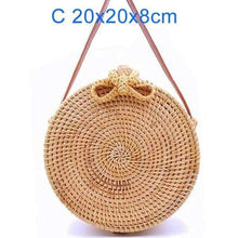 Load image into Gallery viewer, Round Handmade Woven Rattan Beach Cross Body Circle Bohemia Straw Handbag