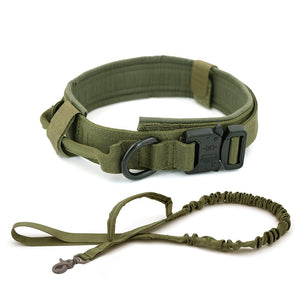 Military Tactical Adjustable Dog Collar with Leash-Control Handle