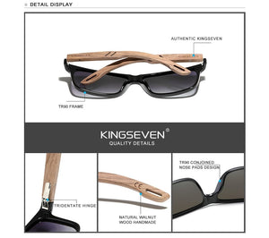 KINGSEVEN TR90+Walnut Wood Handmade Sunglasses Polarized Eyewear Reinforced Hinge | TheKedStore