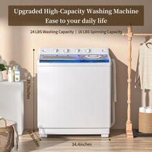 Load image into Gallery viewer, VCJ Portable Washing Machine, Twin Tub Washing Machine Laundry Compact Washer spinner Combo with 40lbs capacity, 24Lbs Washer and 16Lbs