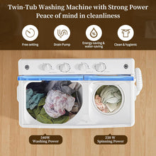 Load image into Gallery viewer, VCJ Portable Washing Machine, Twin Tub Washing Machine Laundry Compact Washer spinner Combo with 40lbs capacity, 24Lbs Washer and 16Lbs