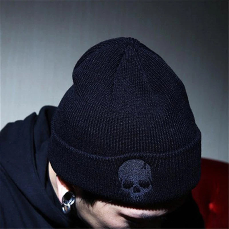 Cartoon Skull Embroidery Knitted Beanie