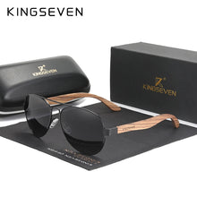 Load image into Gallery viewer, KINGSEVEN New Photochromic Pilot Sunglasses Men Polarized UV400 Fashion Sunglass Mirror Wood sun glasses Driving oculos