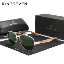 Load image into Gallery viewer, KINGSEVEN New Photochromic Pilot Sunglasses Men Polarized UV400 Fashion Sunglass Mirror Wood sun glasses Driving oculos