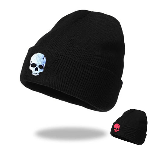 Cartoon Skull Embroidery Knitted Beanie