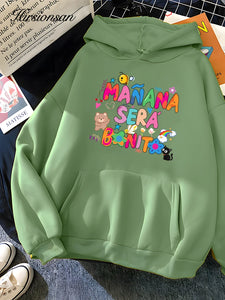 Hirsionsan Rainbow Letter Print Women Sweatshirt Soft Warm Casual Female Hoodies 2023 Autumn New Loose Fleece Tops for Girls