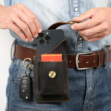 Load image into Gallery viewer, Vintage Genuine Leather Waist Bag Cellphone Loop Holster Mens Belt Bag Phone Pouch Wallet Phone Case