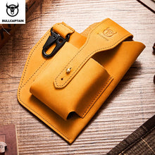 Load image into Gallery viewer, BULLCAPTAIN New Men's Leather Waist Bag Can Be Used For 5.5-6.8-Inch Mobile Phone Carrying Cigarette Case Outdoor Bag