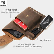 Load image into Gallery viewer, BULLCAPTAIN New Men's Leather Waist Bag Can Be Used For 5.5-6.8-Inch Mobile Phone Carrying Cigarette Case Outdoor Bag