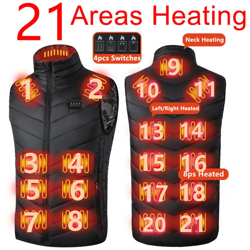 Heated Vest Jacket Thermal Vest Body Warmer 21/9 Areas