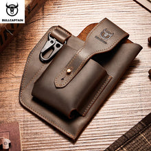Load image into Gallery viewer, BULLCAPTAIN New Men's Leather Waist Bag Can Be Used For 5.5-6.8-Inch Mobile Phone Carrying Cigarette Case Outdoor Bag