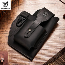Load image into Gallery viewer, BULLCAPTAIN New Men's Leather Waist Bag Can Be Used For 5.5-6.8-Inch Mobile Phone Carrying Cigarette Case Outdoor Bag