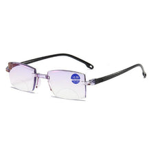 Load image into Gallery viewer, New Diamond-cut Bifocal Progressive Reading Glasses Men Blue Light Blocking Multifocal Eyewear Ultralight Rimless Eyeglasses