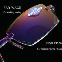 Load image into Gallery viewer, New Diamond-cut Bifocal Progressive Reading Glasses Men Blue Light Blocking Multifocal Eyewear Ultralight Rimless Eyeglasses