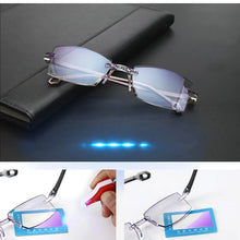 Load image into Gallery viewer, New Diamond-cut Bifocal Progressive Reading Glasses Men Blue Light Blocking Multifocal Eyewear Ultralight Rimless Eyeglasses