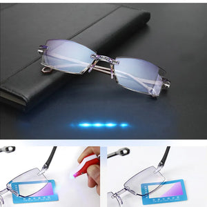 New Diamond-cut Bifocal Progressive Reading Glasses Men Blue Light Blocking Multifocal Eyewear Ultralight Rimless Eyeglasses