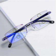 Load image into Gallery viewer, New Diamond-cut Bifocal Progressive Reading Glasses Men Blue Light Blocking Multifocal Eyewear Ultralight Rimless Eyeglasses