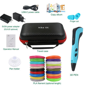 3D printing pen set with power adapter PLA filament