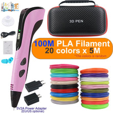 Load image into Gallery viewer, 3D printing pen set with power adapter PLA filament