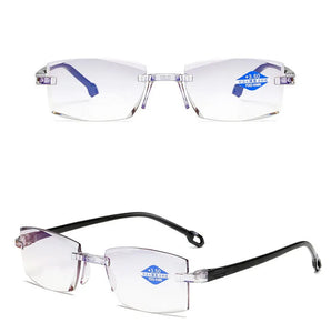 New Diamond-cut Bifocal Progressive Reading Glasses Men Blue Light Blocking Multifocal Eyewear Ultralight Rimless Eyeglasses