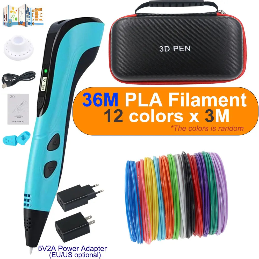 3D printing pen set with power adapter PLA filament