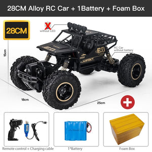KedStore 28CM Black 1B Alloy ZWN 1:12 / 1:16 4WD RC Car With Led Lights 2.4G Radio Remote Control Car Buggy Off-Road Control