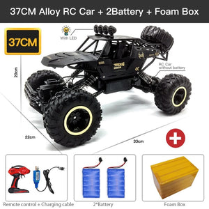KedStore 37CM Black 2B Alloy ZWN 1:12 / 1:16 4WD RC Car With Led Lights 2.4G Radio Remote Control Car Buggy Off-Road Control