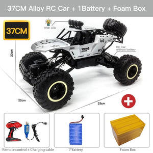 KedStore 37CM Silver 1B Alloy ZWN 1:12 / 1:16 4WD RC Car With Led Lights 2.4G Radio Remote Control Car Buggy Off-Road Control