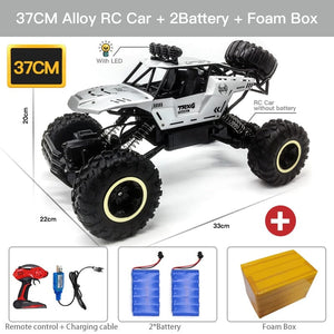KedStore 37CM Silver 2B Alloy ZWN 1:12 / 1:16 4WD RC Car With Led Lights 2.4G Radio Remote Control Car Buggy Off-Road Control