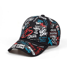 Load image into Gallery viewer, KedStore black blue Baseball Cap Graffiti Sun Hip Hop Cap Adjustable Snapback Cotton Cap For Women Men Hats