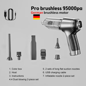 KedStore updated PRO 95000Pa 3in1 Car Wireless Vacuum Cleaner 120W Blowable Cordless Home Appliance Vacuum Home & Car Dual Use Mini VacuumCleaner
