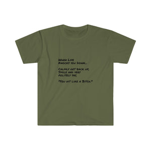 Printify T-Shirt Military Green / S Unisex Softstyle T-Shirt - Life knocks you down