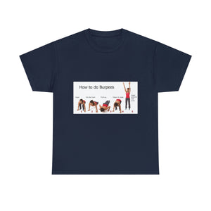Printify T-Shirt Navy / S Unisex Heavy Cotton Tee - How to do Burpees