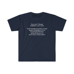 Printify T-Shirt Navy / S Unisex Softstyle T-Shirt - Changed a bulb on your resume