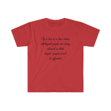 Load image into Gallery viewer, Printify T-Shirt Red / S Unisex Softstyle T-Shirt - intelligent people being silenced