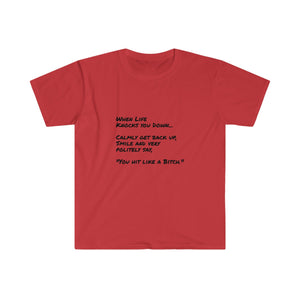 Printify T-Shirt Red / S Unisex Softstyle T-Shirt - Life knocks you down