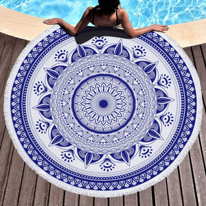 Summer Large Round Beach Towel DOG CAT and MY Side for Adults.