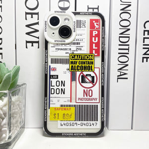 Mix Labels Collage Stickers Aesthetic Phone Case For iPhone 14 13 12 11 Pro Max Mini XS X XR SE 7 8 Plus Clear Soft Cover