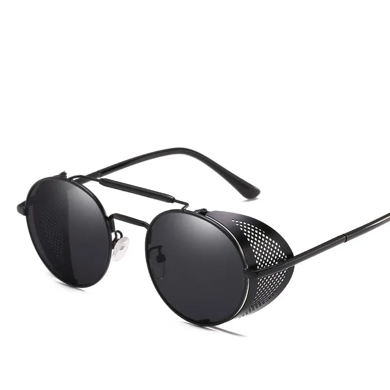The KedStore 1-Black-Black MUSELIFE Retro Round Metal Sunglasses Steampunk Men Women Glasses Oculos De Sol Shades UV Protection