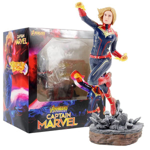 The KedStore 22cm with box Avengers Iron Man Spider Man Thanos Deadpool Danvers PVC Statue Action Figure Toys