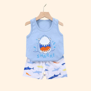 2PCS Children Clothing Vest Suit Children's Sets Summer Cotton T-Shirts Shorts Boys Girls Sleeveless Kids Clothes