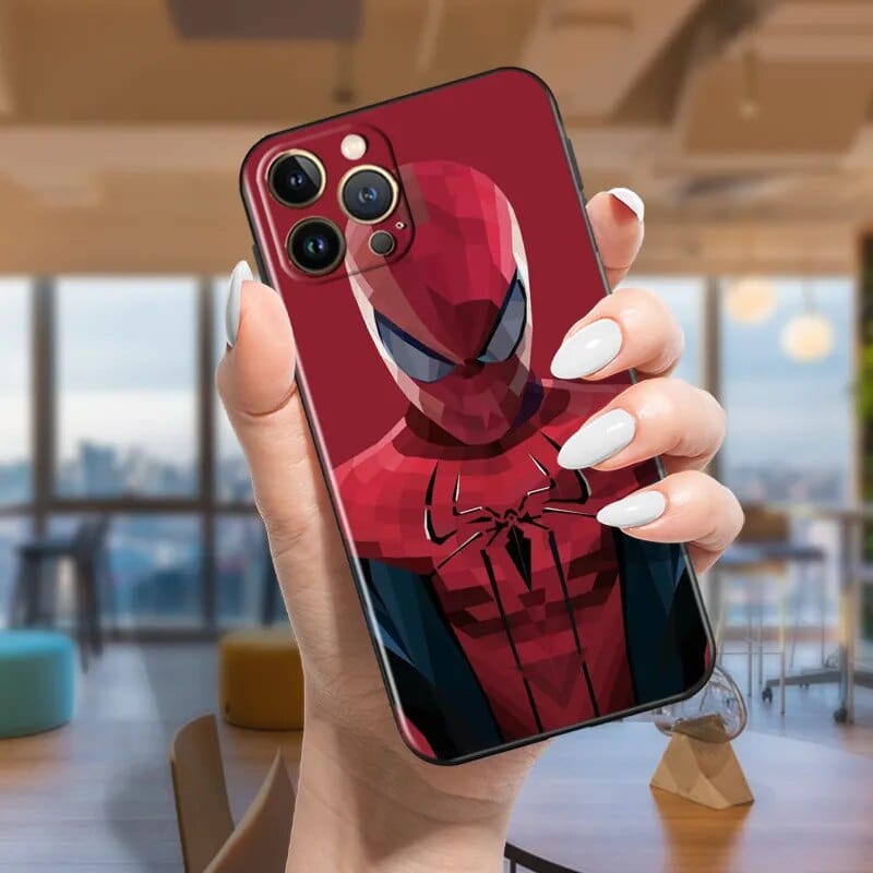 The KedStore A72Hblk01 / for iPhone XS Max Avengers red spiderman Case For Apple iPhone 14 13 12 11 Pro Max Mini XS Max X XR 7 8 Plus SE2020 TPU Black Phone Cover Coque