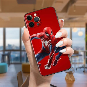 The KedStore A72Hblk04 / for iPhone XS Max Avengers red spiderman Case For Apple iPhone 14 13 12 11 Pro Max Mini XS Max X XR 7 8 Plus SE2020 TPU Black Phone Cover Coque