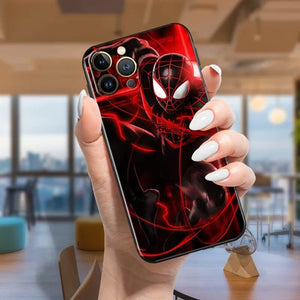 The KedStore A72Hblk09 / for iPhone XS Max Avengers red spiderman Case For Apple iPhone 14 13 12 11 Pro Max Mini XS Max X XR 7 8 Plus SE2020 TPU Black Phone Cover Coque