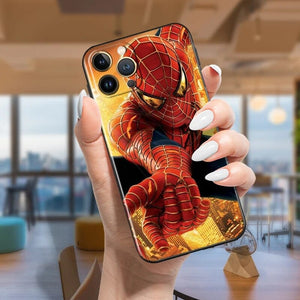 The KedStore A72Hblk12 / for iPhone XS Max Avengers red spiderman Case For Apple iPhone 14 13 12 11 Pro Max Mini XS Max X XR 7 8 Plus SE2020 TPU Black Phone Cover Coque