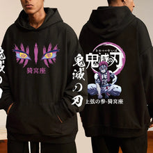 Load image into Gallery viewer, Anime Demon Slayer Hoodies Akaza Graphic Printed Pullover Fashion Cosplay Sudadera Harajuku Streetwear Y2K Sweatshirt Male Cloth