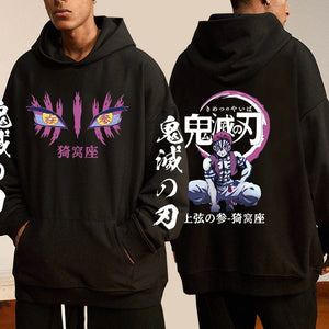 Anime Demon Slayer Hoodies Akaza Graphic Printed Pullover Fashion Cosplay Sudadera Harajuku Streetwear Y2K Sweatshirt Male Cloth