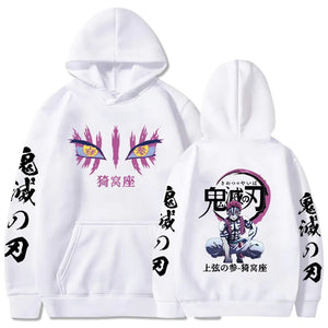 Anime Demon Slayer Hoodies Akaza Graphic Printed Pullover Fashion Cosplay Sudadera Harajuku Streetwear Y2K Sweatshirt Male Cloth